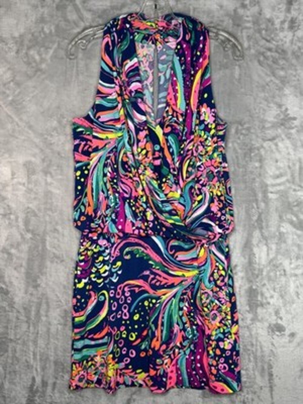 Lilly Pulitzer Felizia Dress Womens Medium Multi Beach Loot Blouson Sundress